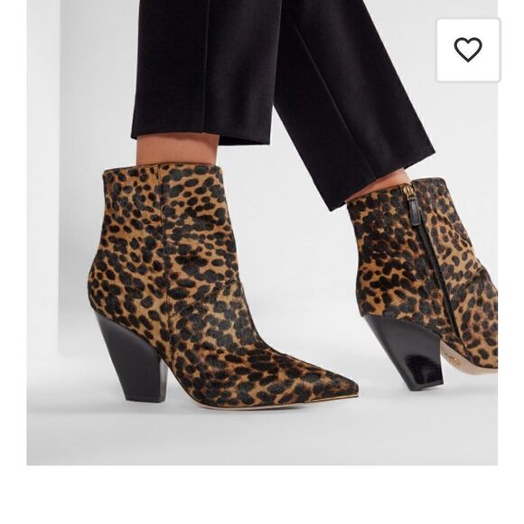 Tory Burch Lila genuine calf hair pointed toe leopard print bootie size 6,5 new - Picture 2 of 16